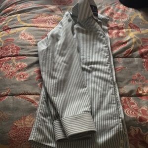 Stripped light green and white dress shirt